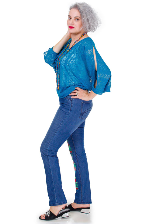 Bluza dantela turquoise  Liza Panait Liza Panait Online Boutique